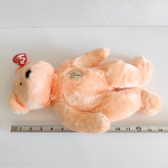 Vintage NWT 2000 TY Beanie Buddies Dearest The Bear Mothers Day Peach - Picture 2 of 4